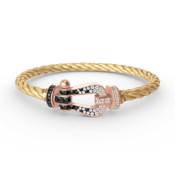 [Rose Jewels]FORCE LARGE HORSESHOE BLACK WHITE DIAMOND BRACELET ROSE GOLD