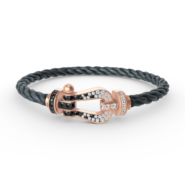 [Rose Jewels]FORCE LARGE HORSESHOE BLACK WHITE DIAMOND BRACELET ROSE GOLD