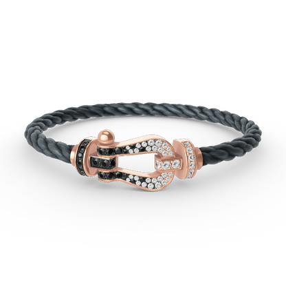 [Rose Jewels]FORCE LARGE HORSESHOE BLACK WHITE DIAMOND BRACELET ROSE GOLD