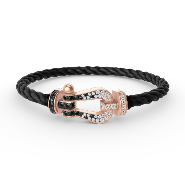 [Rose Jewels]FORCE LARGE HORSESHOE BLACK WHITE DIAMOND BRACELET ROSE GOLD