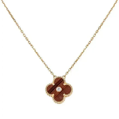 [ROSE]CLOVER 15MM DIAMOND AND YELLOW TIGER'S EYE AGATE necklace