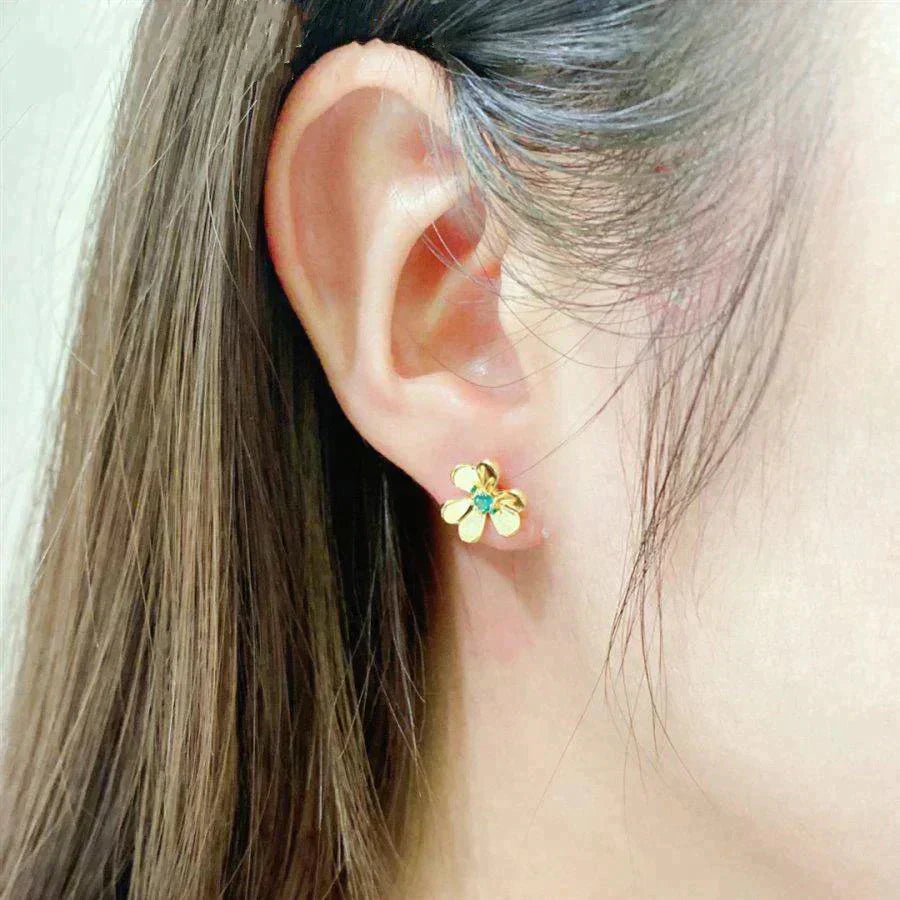 [ROSE]FRIVOLE  FLOWER MALACHITE EARRINGS