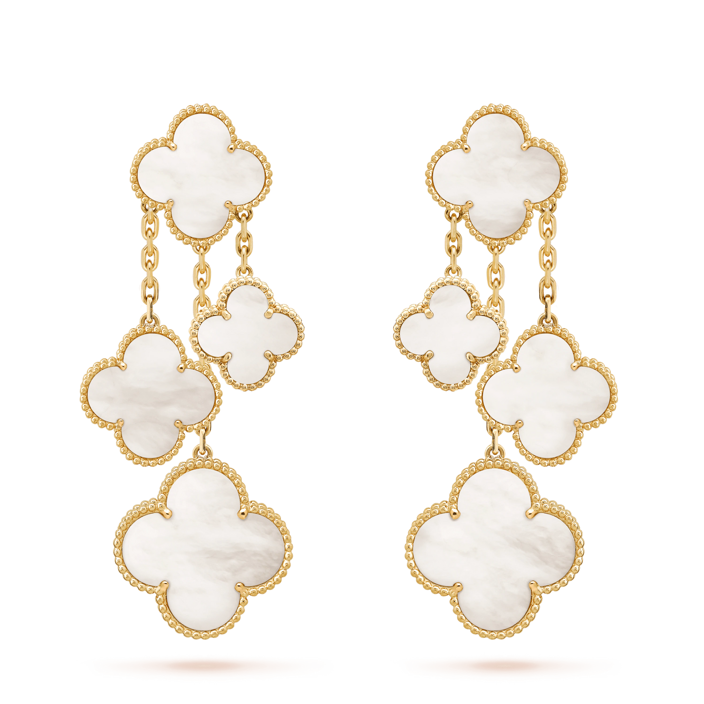 [ROSE]CLOVER EARRINGS WHITE MOP 4 MOTIFS GOLD