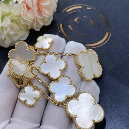 [ROSE]CLOVER EARRINGS WHITE MOP 4 MOTIFS GOLD