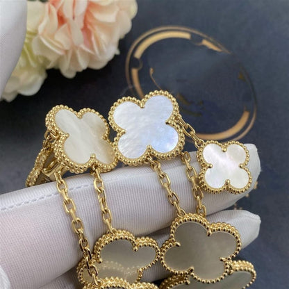 [ROSE]CLOVER EARRINGS WHITE MOP 4 MOTIFS GOLD