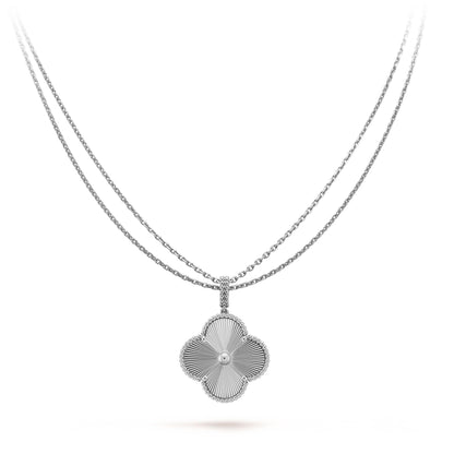 [ROSE]CLOVER 25MM SILVER BIG CLOVER NECKLACE