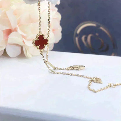 [ROSE]CLOVER  CARNELIAN SINGLE FLOWER BRACELET