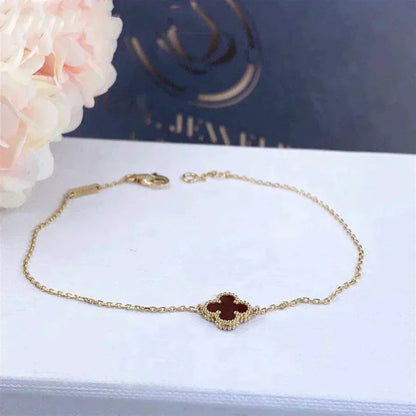 [ROSE]CLOVER  CARNELIAN SINGLE FLOWER BRACELET