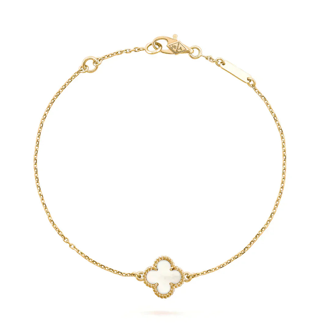 [ROSE]CLOVER WHITE MOP SINGLE FLOWER BRACELET