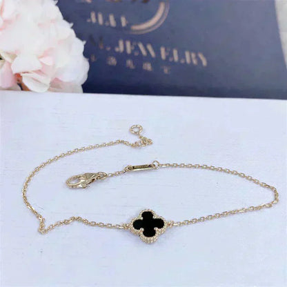 [ROSE]CLOVER ONYX SINGLE FLOWER BRACELET