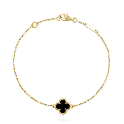 [ROSE]CLOVER ONYX SINGLE FLOWER BRACELET