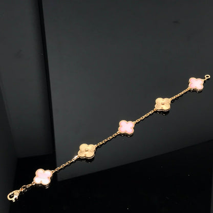 [ROSE]CLOVER BRACELET 5 MOTIF PINK AND PINK GOLD